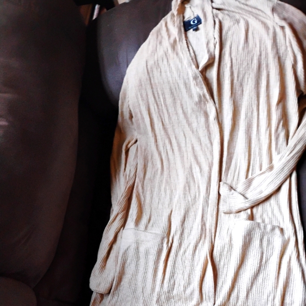 G by Guilianna Lg long sleeve long knit coat tan